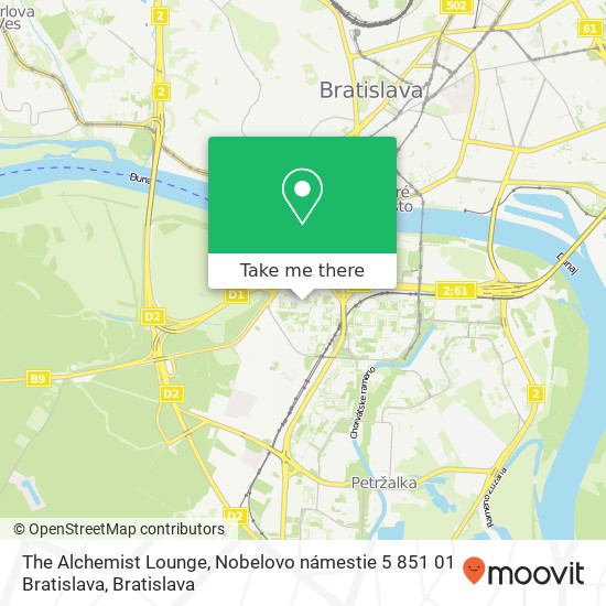 The Alchemist Lounge, Nobelovo námestie 5 851 01 Bratislava map