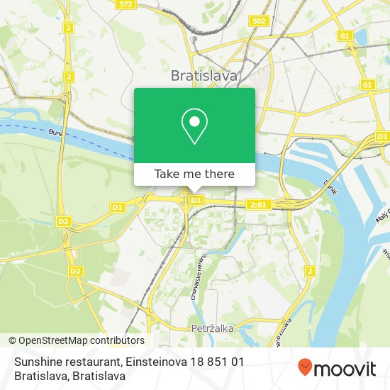 Sunshine restaurant, Einsteinova 18 851 01 Bratislava map