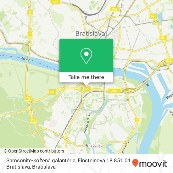 Samsonite-kožená galantéria, Einsteinova 18 851 01 Bratislava map