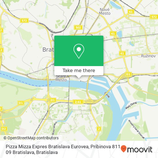 Pizza Mizza Expres Bratislava Eurovea, Pribinova 811 09 Bratislava map