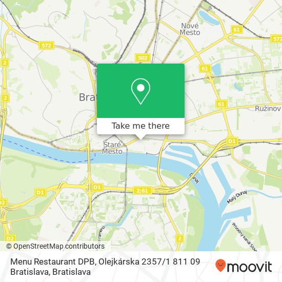 Menu Restaurant DPB, Olejkárska 2357 / 1 811 09 Bratislava map