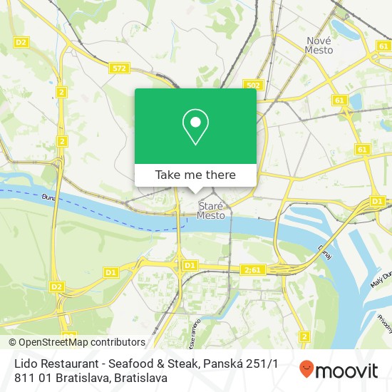 Lido Restaurant - Seafood & Steak, Panská 251 / 1 811 01 Bratislava map