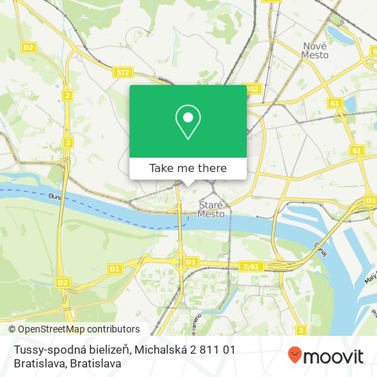 Tussy-spodná bielizeň, Michalská 2 811 01 Bratislava map