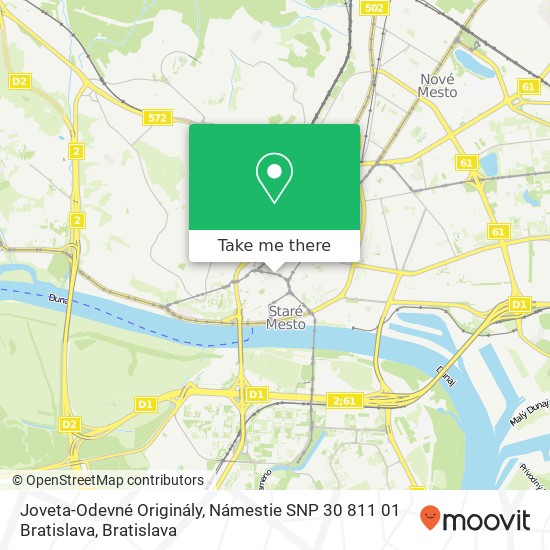 Joveta-Odevné Originály, Námestie SNP 30 811 01 Bratislava map