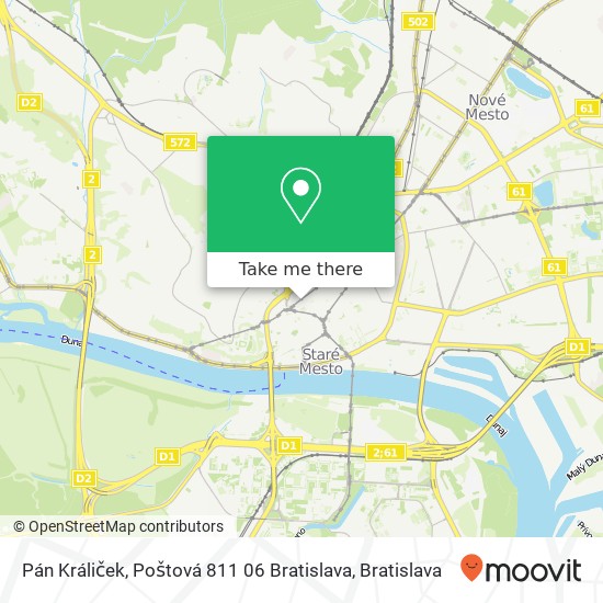 Pán Králiček, Poštová 811 06 Bratislava map