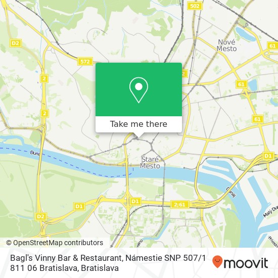 Bagl's Vinny Bar & Restaurant, Námestie SNP 507 / 1 811 06 Bratislava map