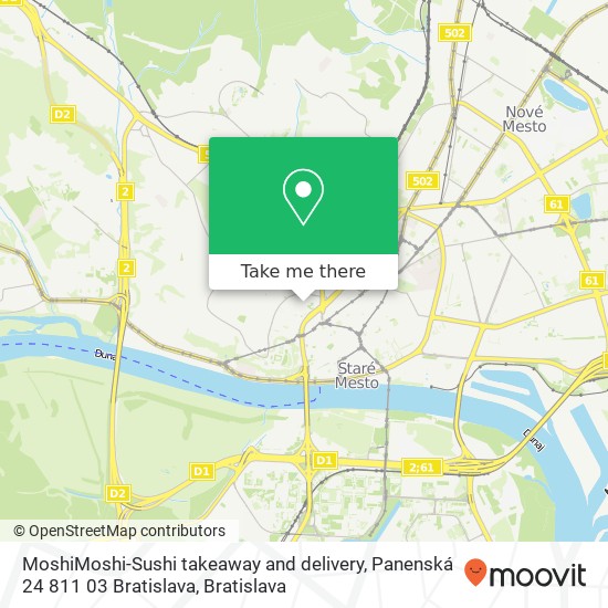 MoshiMoshi-Sushi takeaway and delivery, Panenská 24 811 03 Bratislava map