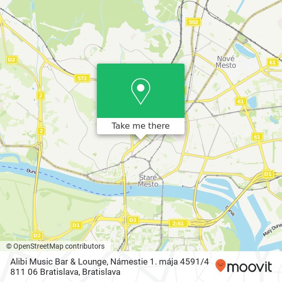 Alibi Music Bar & Lounge, Námestie 1. mája 4591 / 4 811 06 Bratislava map