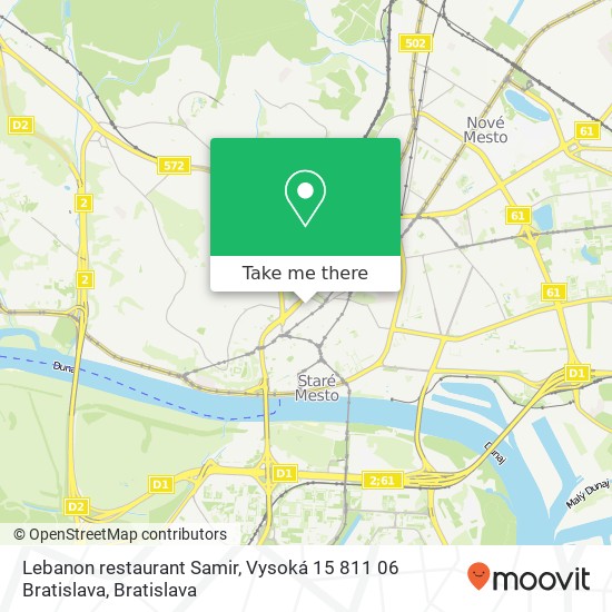 Lebanon restaurant Samir, Vysoká 15 811 06 Bratislava map