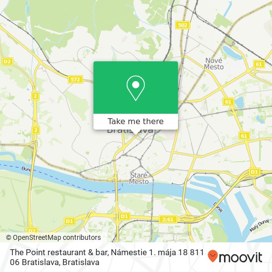 The Point restaurant & bar, Námestie 1. mája 18 811 06 Bratislava map