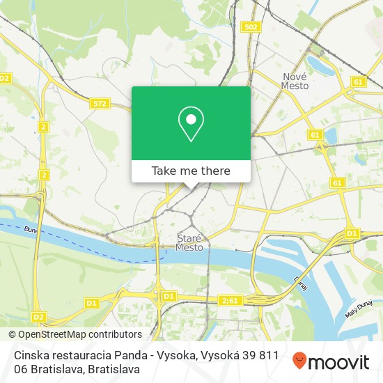 Cinska restauracia Panda - Vysoka, Vysoká 39 811 06 Bratislava map