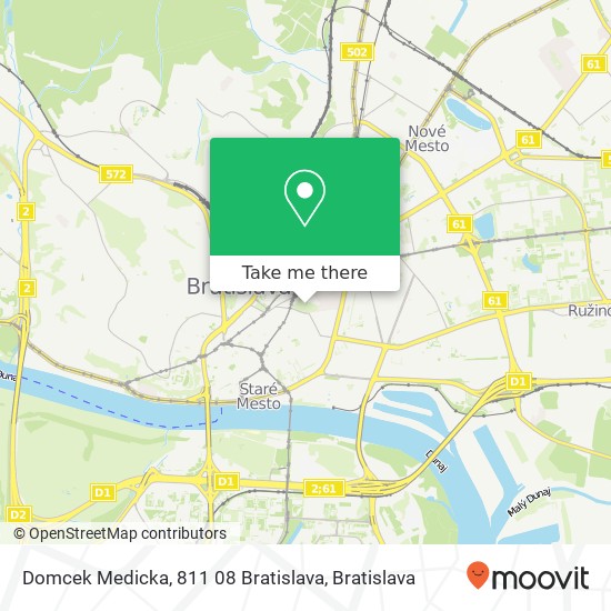 Domcek Medicka, 811 08 Bratislava map