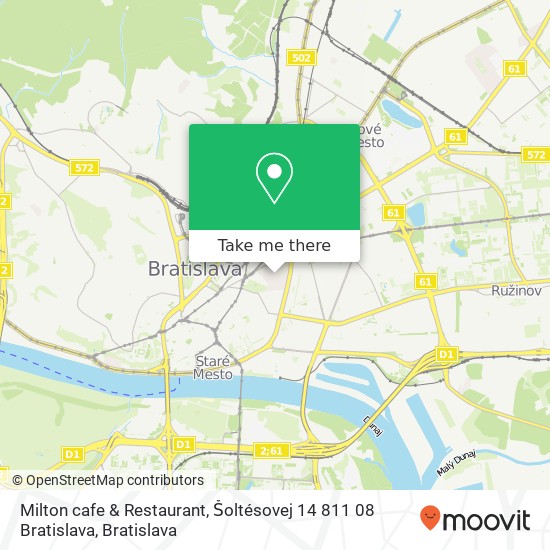 Milton cafe & Restaurant, Šoltésovej 14 811 08 Bratislava map