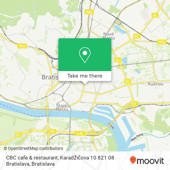 CBC cafe & restaurant, Karadžičova 10 821 08 Bratislava map