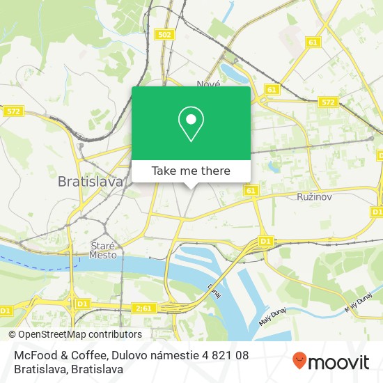 McFood & Coffee, Dulovo námestie 4 821 08 Bratislava map