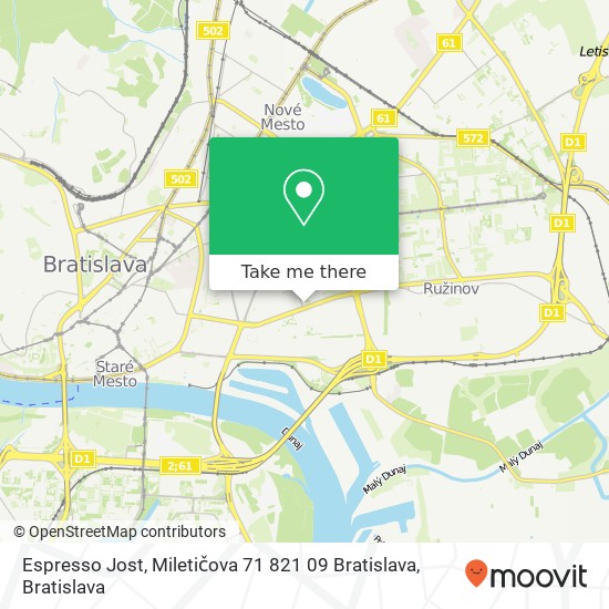 Espresso Jost, Miletičova 71 821 09 Bratislava map