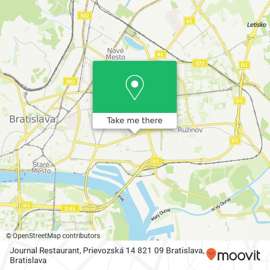 Journal Restaurant, Prievozská 14 821 09 Bratislava map