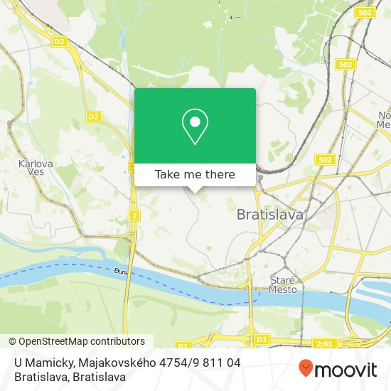 U Mamicky, Majakovského 4754 / 9 811 04 Bratislava map