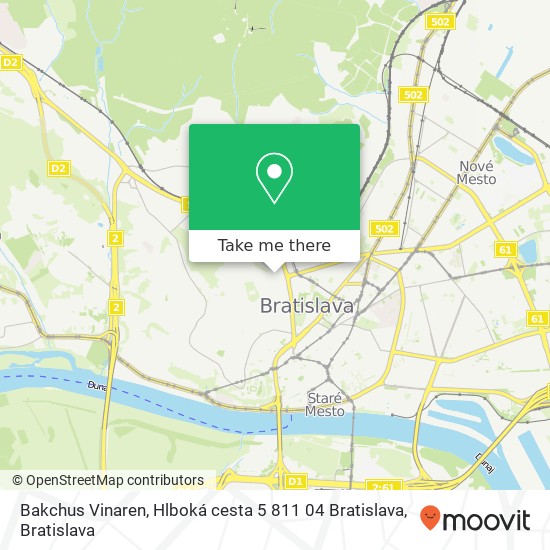 Bakchus Vinaren, Hlboká cesta 5 811 04 Bratislava map