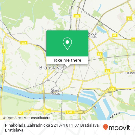 Pinakolada, Záhradnícka 2218 / 4 811 07 Bratislava map