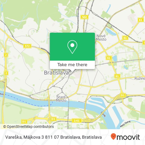 Vareška, Májkova 3 811 07 Bratislava map