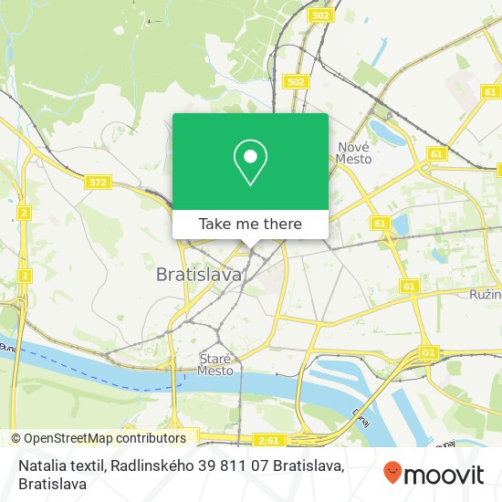 Natalia textil, Radlinského 39 811 07 Bratislava map