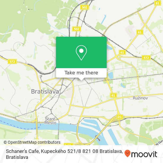 Schaner's Cafe, Kupeckého 521 / 8 821 08 Bratislava map