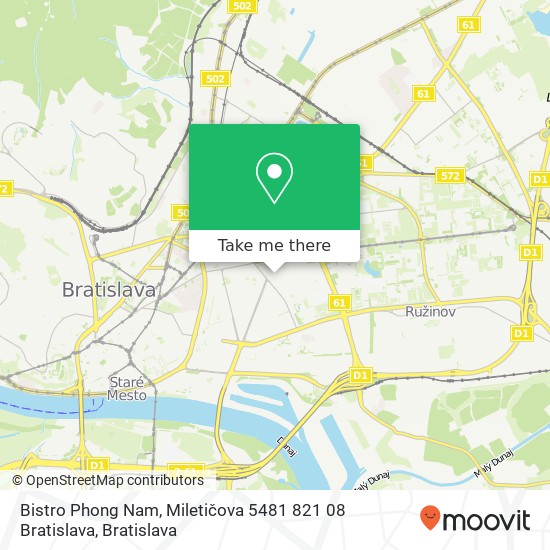 Bistro Phong Nam, Miletičova 5481 821 08 Bratislava map