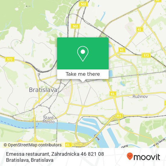 Emessa restaurant, Záhradnícka 46 821 08 Bratislava map