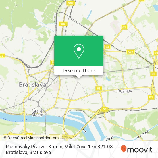 Ruzinovsky Pivovar Komin, Miletičova 17a 821 08 Bratislava map