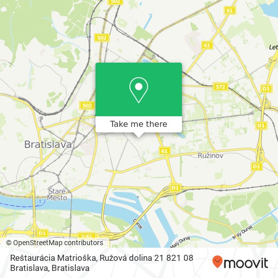 Reštaurácia Matrioška, Ružová dolina 21 821 08 Bratislava map