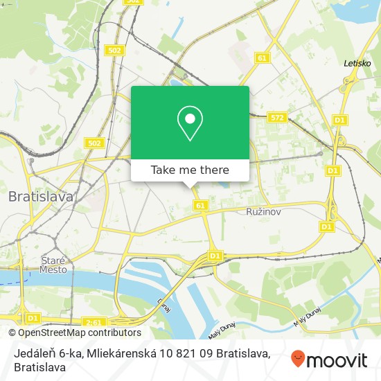 Jedáleň 6-ka, Mliekárenská 10 821 09 Bratislava map