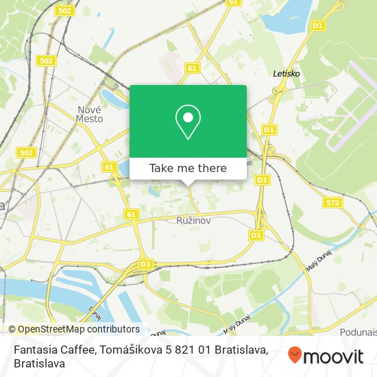 Fantasia Caffee, Tomášikova 5 821 01 Bratislava map