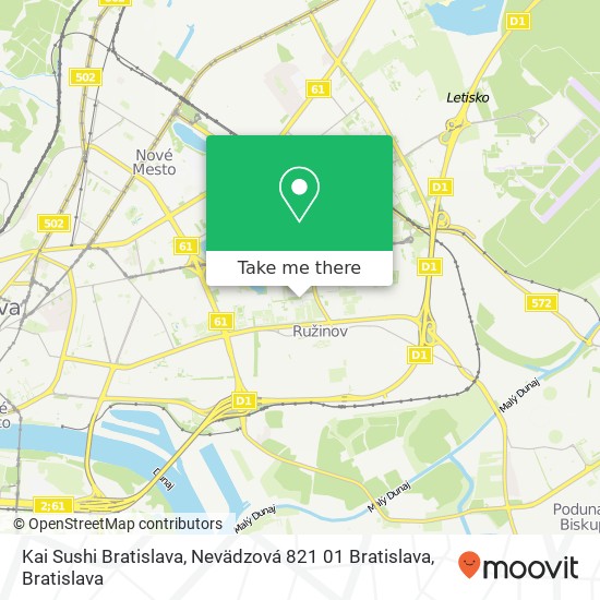 Kai Sushi Bratislava, Nevädzová 821 01 Bratislava map