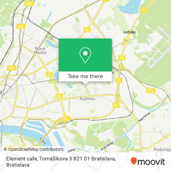 Element cafe, Tomášikova 3 821 01 Bratislava map