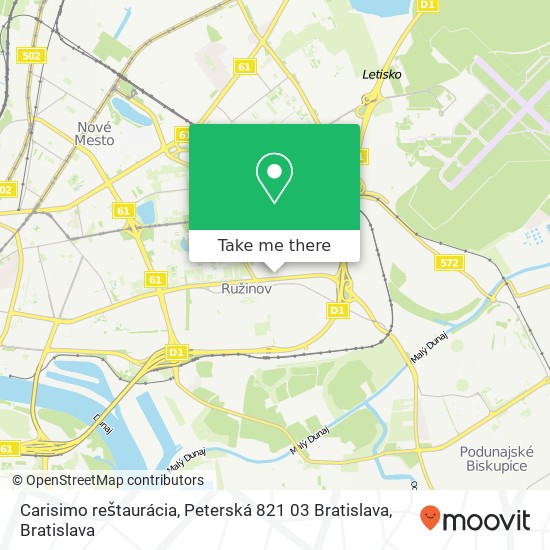 Carisimo reštaurácia, Peterská 821 03 Bratislava map