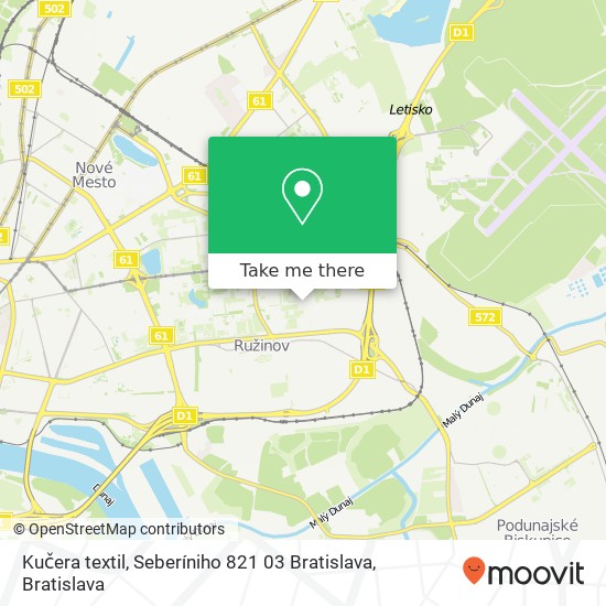 Kučera textil, Seberíniho 821 03 Bratislava map