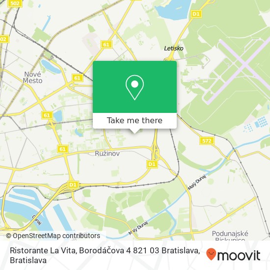 Ristorante La Vita, Borodáčova 4 821 03 Bratislava map