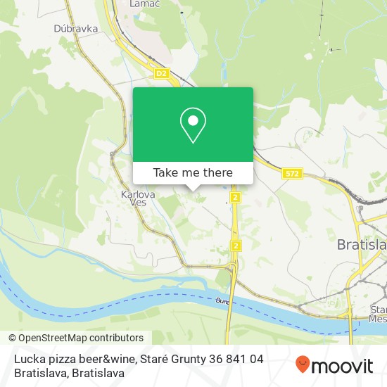 Lucka pizza beer&wine, Staré Grunty 36 841 04 Bratislava map