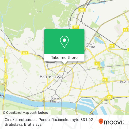 Cinska restauracia Panda, Račianske mýto 831 02 Bratislava map