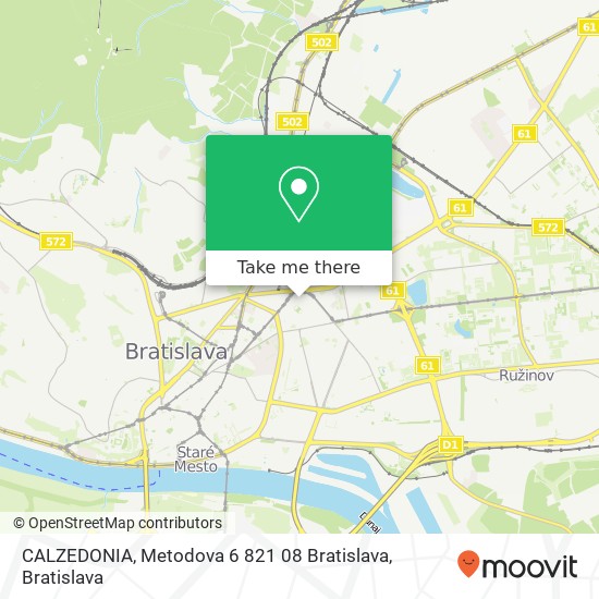 CALZEDONIA, Metodova 6 821 08 Bratislava map