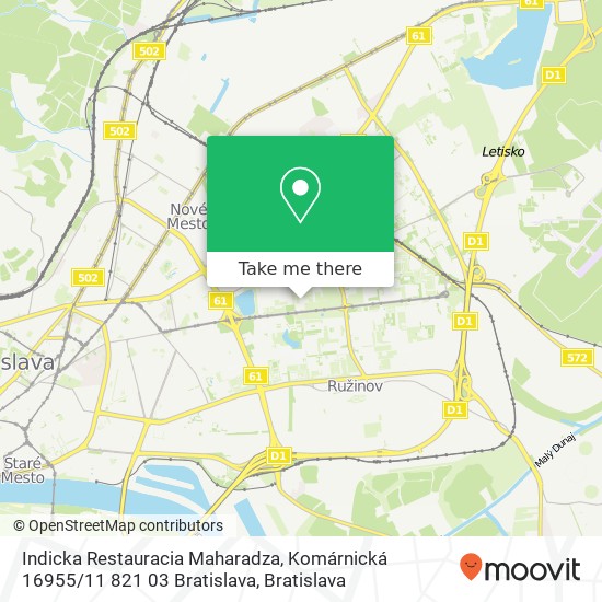 Indicka Restauracia Maharadza, Komárnická 16955 / 11 821 03 Bratislava map