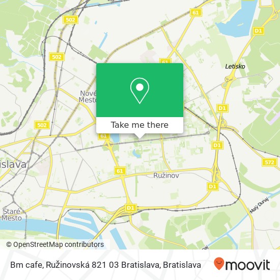 Bm cafe, Ružinovská 821 03 Bratislava map