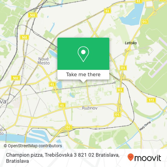 Champion pizza, Trebišovská 3 821 02 Bratislava map