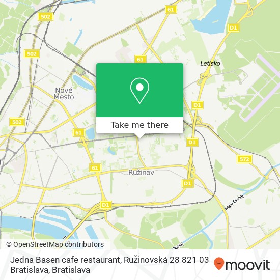 Jedna Basen cafe restaurant, Ružinovská 28 821 03 Bratislava map