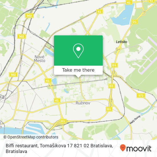 Biffi restaurant, Tomášikova 17 821 02 Bratislava map