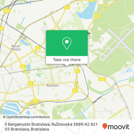 Il Bergamotto Bratislava, Ružinovská 5889 / 42 821 03 Bratislava map