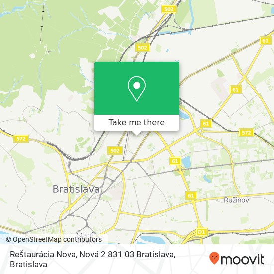 Reštaurácia Nova, Nová 2 831 03 Bratislava map