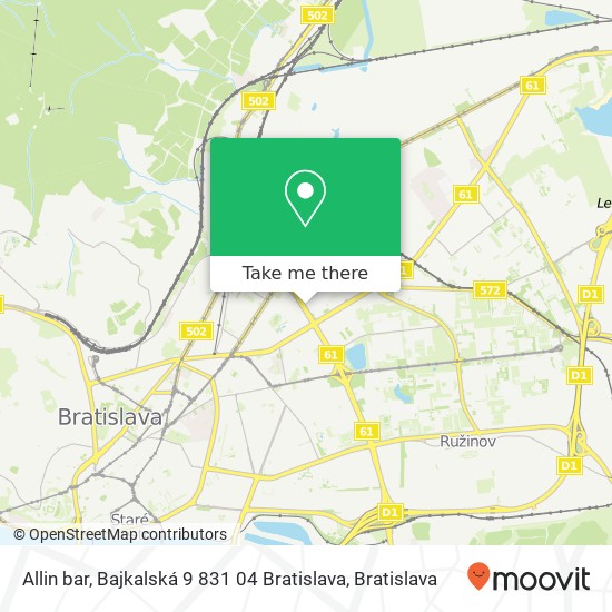 Allin bar, Bajkalská 9 831 04 Bratislava map