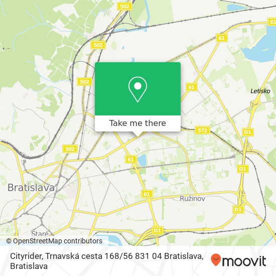 Cityrider, Trnavská cesta 168 / 56 831 04 Bratislava map